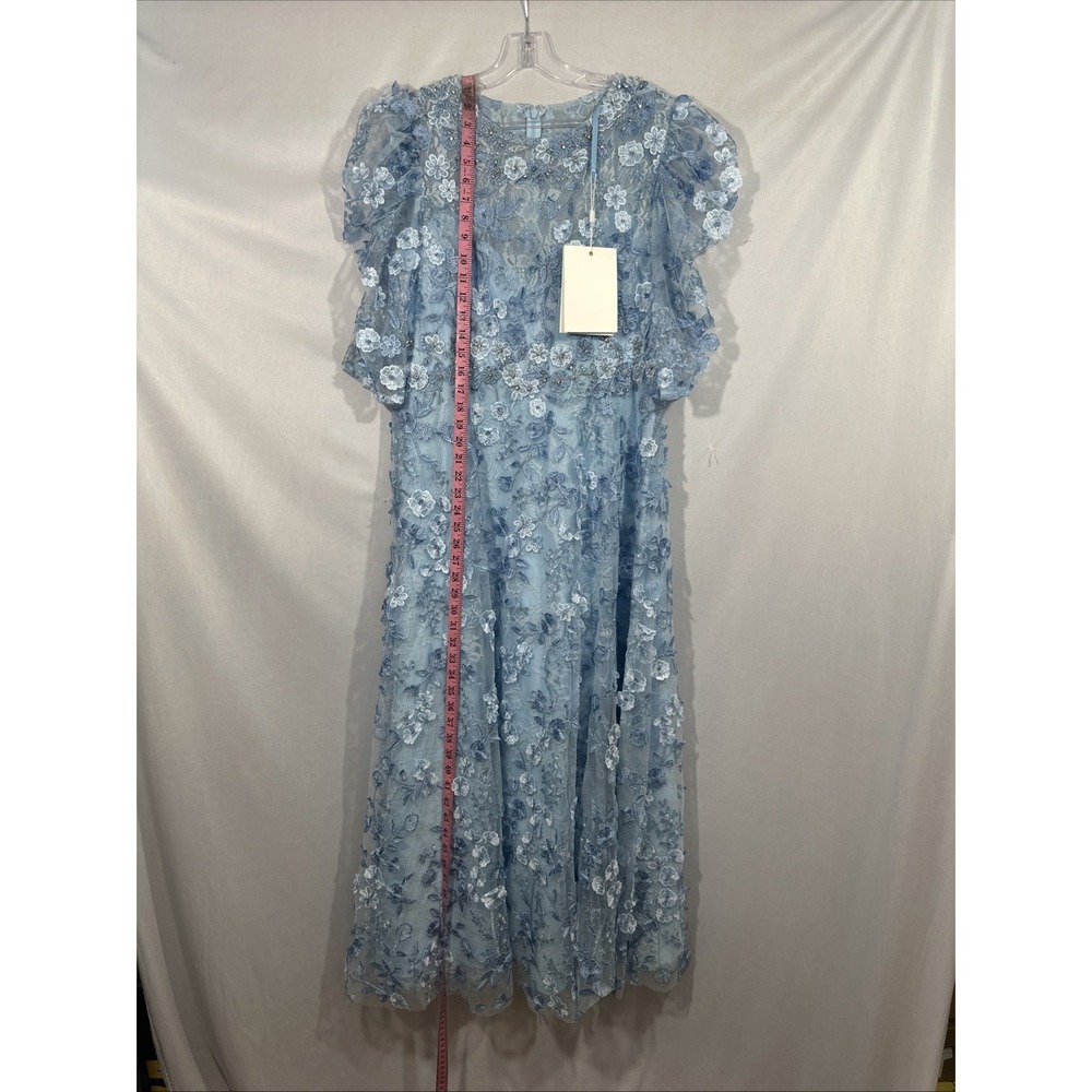 NWT MAC DUGGAL [‎ 12 ] 68193 Applique High Neck Puff Sleeve A Line Dress J2170 - Picture 7 of 11